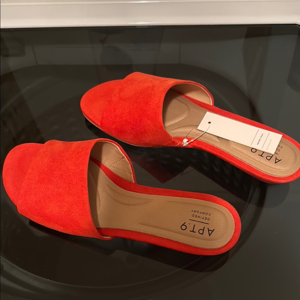Kohl's Red Mules Suede Minimalist Design